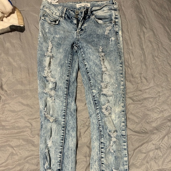 Almost Famous Light Blue Distressed Skinny Jeans - Picture 1 of 1